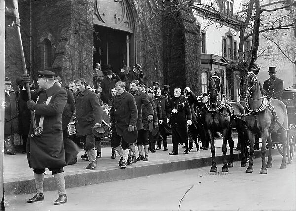 All Soul's Church, Unitarian, 14th And L Streets, N.W. - Funeral of Admiral Robley D. Evans, 1916. Creator: Harris & Ewing. All Soul's Church, Unitarian, 14th And L Streets, N.W. - Funeral of Admiral Robley D. Evans, 1916