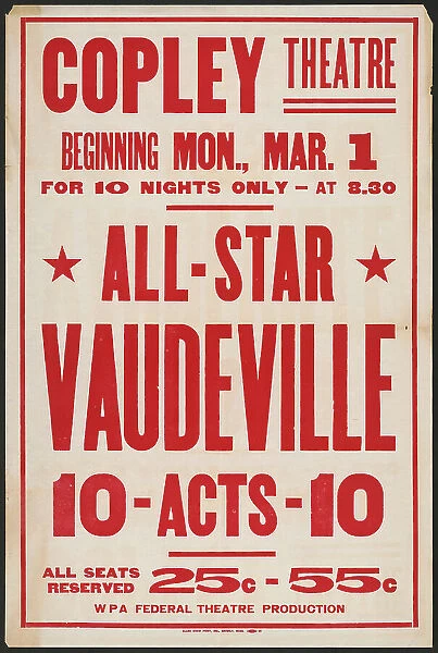 All-Star Vaudeville, Boston, [193-]. Creator: Unknown