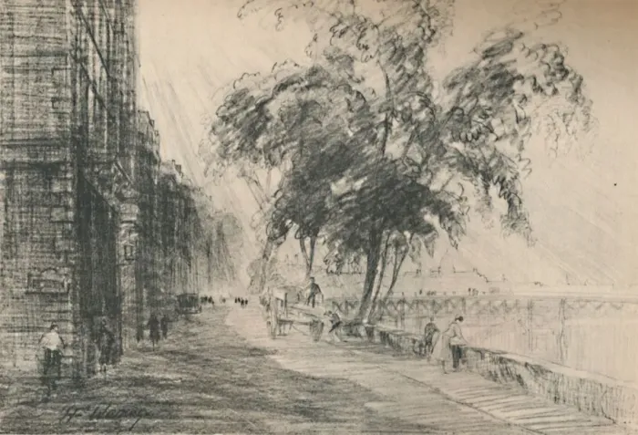 Framed Print : Of all the streets of Paris the Seine is the most interesting, c1927, (1927). Artist: Henry Franks Waring Framed Print : Of all the streets of Paris the Seine is the most interesting, c1927, (1927). Artist: Henry Franks Waring
