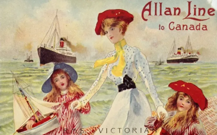 Framed Print : Allan Line to Canada, R. M. S. Victorian, c1910. Creator: Unknown Framed Print : Allan Line to Canada, R. M. S. Victorian, c1910. Creator: Unknown