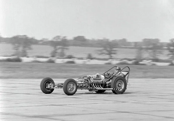 Framed Print : Allard dragster driven by Sydney Allard during testing at North Weald Airfield in Essex 1961 Framed Print : Allard dragster driven by Sydney Allard during testing at North Weald Airfield in Essex 1961