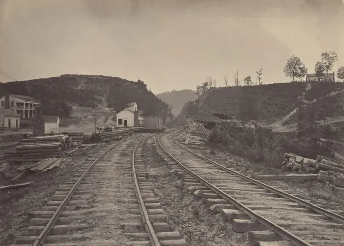 Framed Print : The Allatoona Pass Looking North, Georgia, 1860s. Creator: George N. Barnard Framed Print : The Allatoona Pass Looking North, Georgia, 1860s. Creator: George N. Barnard