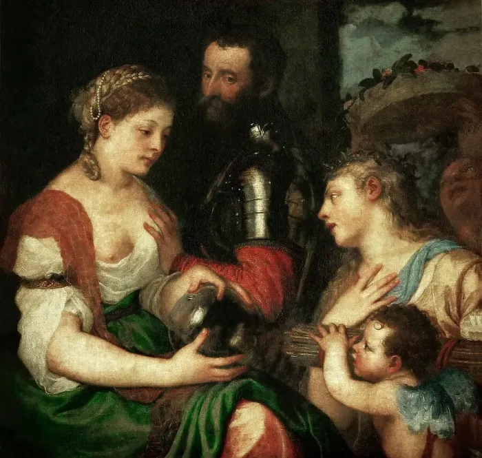 Framed Print : Allegoria coniugale (Allegory of Marriage), ca 1532. Creator: Titian (1488-1576) Framed Print : Allegoria coniugale (Allegory of Marriage), ca 1532. Creator: Titian (1488-1576)