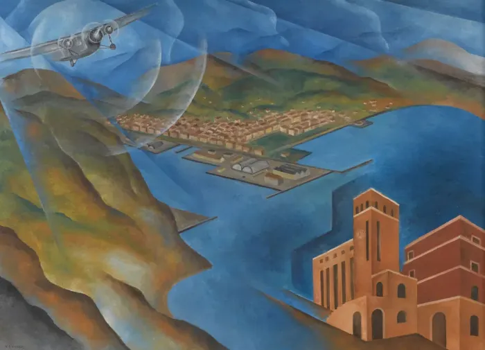 Framed Print : Allegoria del Golfo e del Palazzo delle Poste di La Spezia, ca 1933 Framed Print : Allegoria del Golfo e del Palazzo delle Poste di La Spezia, ca 1933