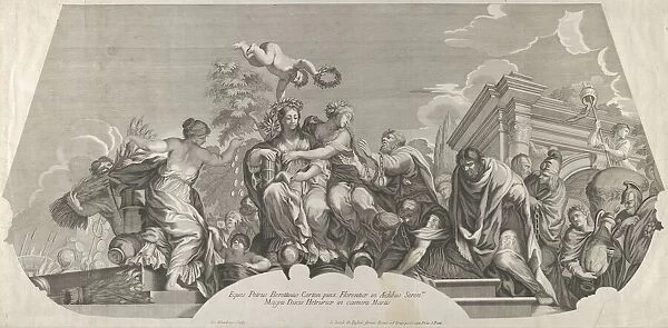 An allegorical composition with Charity and prisoners in chains; a plate from Rossis seri... 1677. Creator: Jacques Blondeau
