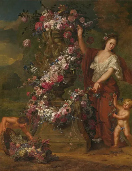 Framed Print : Allegorical Figure with Flowers, 1688. Creator: Gaspar Peeter Verbruggen II Framed Print : Allegorical Figure with Flowers, 1688. Creator: Gaspar Peeter Verbruggen II