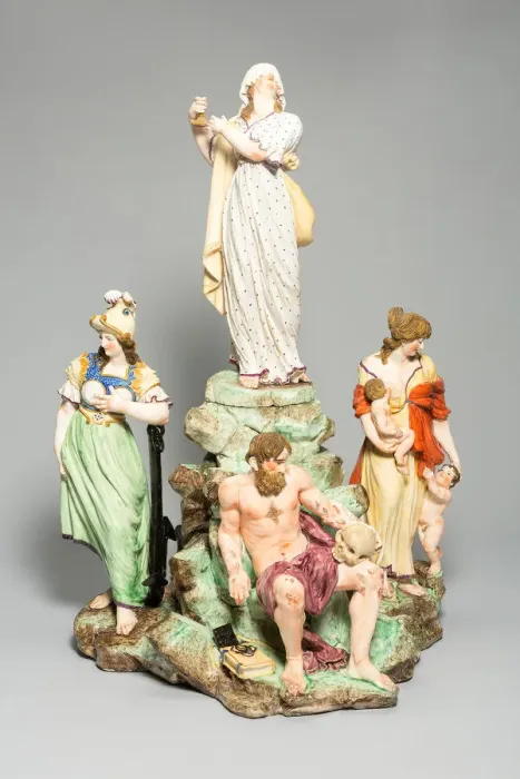 Framed Print : Allegorical Figure Group: The Virtues, Buen Retiro, 18th century Framed Print : Allegorical Figure Group: The Virtues, Buen Retiro, 18th century