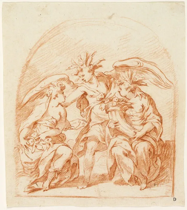 Framed Print : Allegorical Figure of Summer Flanked by Pomona and Ceres, c. 1630