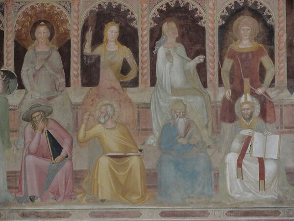 The allegorical figure of Theology. Detail of the Allegory of the Active and Triumphant Church and of the Dominican order, ca 1365. Artist: Andrea di Bonaiuto, (Andrea da Firenze) (1343-1377)