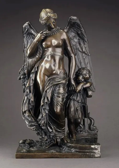 Framed Print : Allegorical Group (Jean de la Fontaine's Fortune and the Young Child (?), between c1830 and c1840. Creator: James Pradier Framed Print : Allegorical Group (Jean de la Fontaine's Fortune and the Young Child (?), between c1830 and c1840. Creator: James Pradier