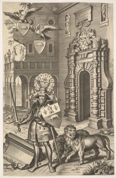 Framed Print : Allegorical Portrait of Count Tassis illustration from Jean Jacques Chifflet Framed Print : Allegorical Portrait of Count Tassis illustration from Jean Jacques Chifflet