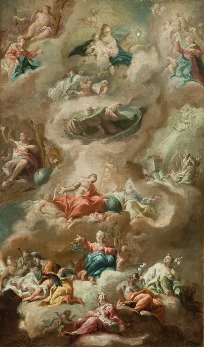 Framed Print : Allegorical Religious Scene with the Virgin Mary, 2nd quarter of 18th century. Creator: Unknown Framed Print : Allegorical Religious Scene with the Virgin Mary, 2nd quarter of 18th century. Creator: Unknown