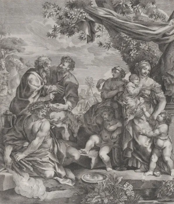 Framed Print : Allegorical scene with a sacrificial lamb, 1640-70. Creator: Giovanni Battista Bonacina Framed Print : Allegorical scene with a sacrificial lamb, 1640-70. Creator: Giovanni Battista Bonacina