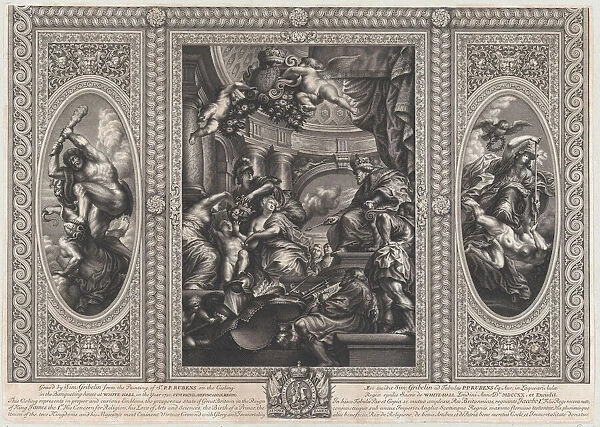 An allegorical scene showing the benefits of James reign at center