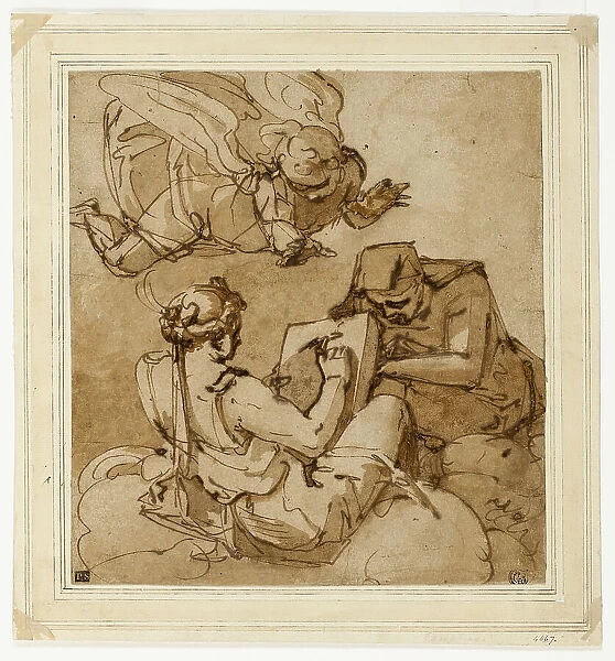 Allegorical Subject (Angel above Two Sibyls), 1560 / 65. Creator: Luca Cambiaso