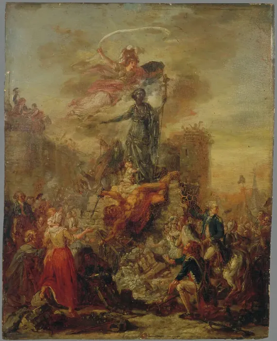Framed Print : Allégorie de la Liberté sur les ruines de la Bastille, c1789. Creator: Ecole Francaise Framed Print : Allégorie de la Liberté sur les ruines de la Bastille, c1789. Creator: Ecole Francaise