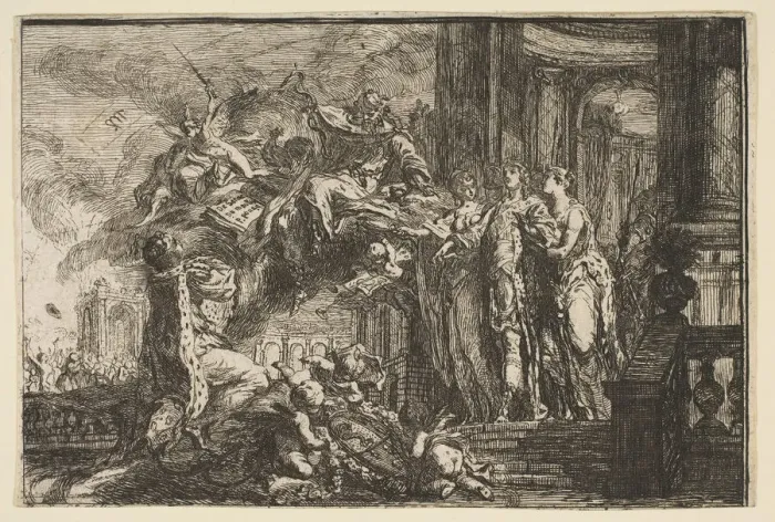 Framed Print : Allegorie sur la Convalescence du Dauphin, 1752. Creator: Gabriel de Saint-Aubin Framed Print : Allegorie sur la Convalescence du Dauphin, 1752. Creator: Gabriel de Saint-Aubin