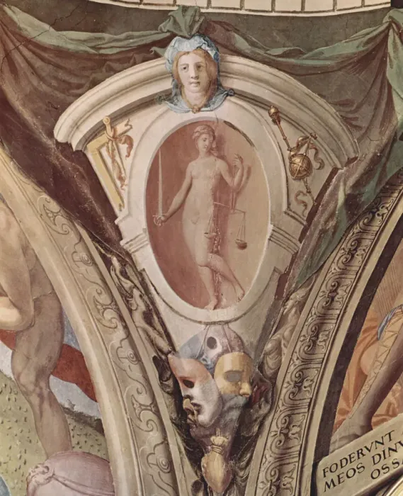 Framed Print : Allegories Of The Cardinal Virtues. Frescoes In The Chapel Of Eleonora Da Toledo. Artist: Bronzino, Agnolo (1503-1572) Framed Print : Allegories Of The Cardinal Virtues. Frescoes In The Chapel Of Eleonora Da Toledo. Artist: Bronzino, Agnolo (1503-1572)