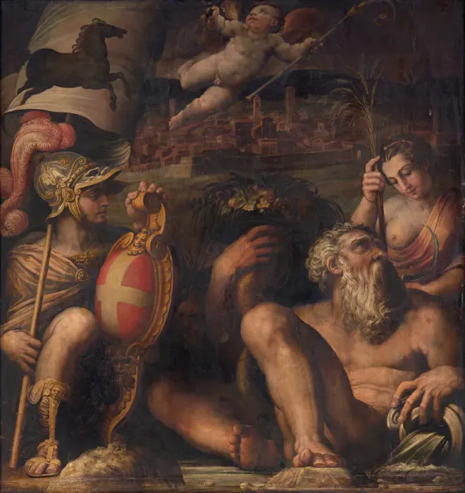 Framed Print : Allegory of Arezzo, 1563-1565. Artist: Vasari, Giorgio (1511-1574) Framed Print : Allegory of Arezzo, 1563-1565. Artist: Vasari, Giorgio (1511-1574)