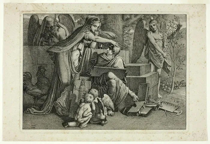 Framed Print : Allegory of Art: A Youth Inspired by the Spirit of Art, 1810. Creator: Carl Russ Framed Print : Allegory of Art: A Youth Inspired by the Spirit of Art, 1810. Creator: Carl Russ