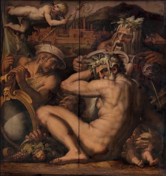 Framed Print : Allegory of Borgo San Sepolcro and Anghiari, 1563-1565. Artist: Vasari, Giorgio (1511-1574) Framed Print : Allegory of Borgo San Sepolcro and Anghiari, 1563-1565. Artist: Vasari, Giorgio (1511-1574)