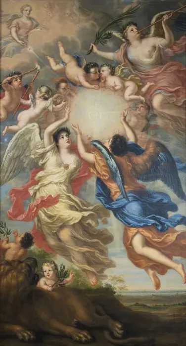 Framed Print : Allegory of Charles XI of Sweden (1655-1697) and Ulrika Eleonora of Denmark (1656-1693), 1692 Framed Print : Allegory of Charles XI of Sweden (1655-1697) and Ulrika Eleonora of Denmark (1656-1693), 1692