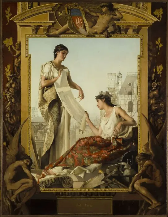 Framed Print : Allegory of construction of the new Hotel de Ville, 1881. Creator: Paul Alexandre Alfred Leroy Framed Print : Allegory of construction of the new Hotel de Ville, 1881. Creator: Paul Alexandre Alfred Leroy