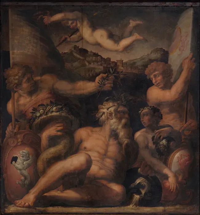 Framed Print : Allegory of Cortona and Montepulciano, 1563-1565. Artist: Vasari, Giorgio (1511-1574) Framed Print : Allegory of Cortona and Montepulciano, 1563-1565. Artist: Vasari, Giorgio (1511-1574)