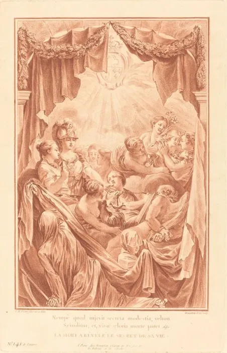 Framed Print : Allegory on the Death of the Dauphin, 1767. Creator: Gilles Demarteau Framed Print : Allegory on the Death of the Dauphin, 1767. Creator: Gilles Demarteau