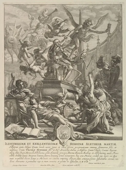 Framed Print : Allegory on the Death of the Earl of Arundel, ca. 1646. Creator: Wenceslaus Hollar Framed Print : Allegory on the Death of the Earl of Arundel, ca. 1646. Creator: Wenceslaus Hollar