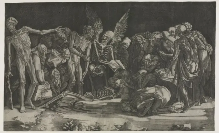Framed Print : Allegory of Death and Fame, 1518. Creator: Agostino Musi (Italian, 1490-1540) Framed Print : Allegory of Death and Fame, 1518. Creator: Agostino Musi (Italian, 1490-1540)