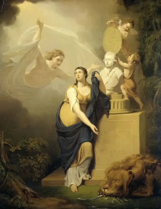 Framed Print : Allegory of the Death of William V, Prince of Orange, 1806. Creator: Nicolaas Pieneman Framed Print : Allegory of the Death of William V, Prince of Orange, 1806. Creator: Nicolaas Pieneman