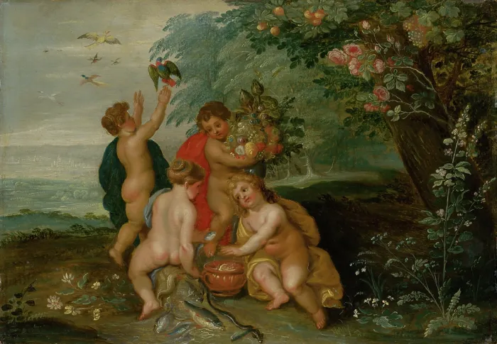 Framed Print : Allegory of the Four Elements, around 1610. Creators: Jan Brueghel the Elder, Hendrick van Balen I Framed Print : Allegory of the Four Elements, around 1610. Creators: Jan Brueghel the Elder, Hendrick van Balen I