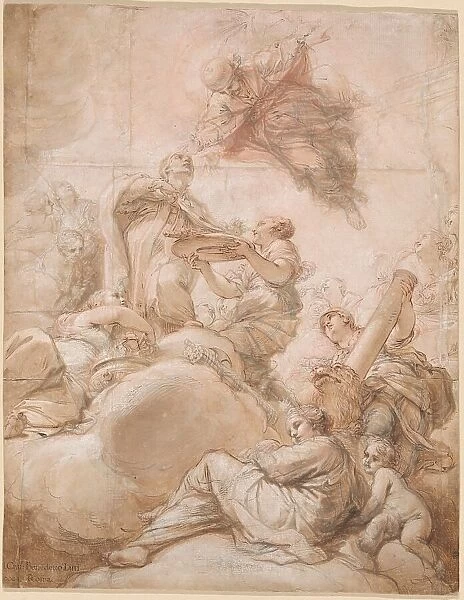 Allegory of the Elevation of Cardinal Deacon Oddone Colonna to the Papal Chair as Pope... 1700. Creator: Benedetto Luti