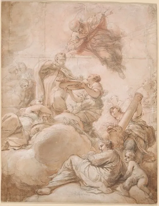 Framed Print : Allegory of the Elevation of Cardinal Deacon Oddone Colonna to the Papal Chair as Pope... 1700. Creator: Benedetto Luti Framed Print : Allegory of the Elevation of Cardinal Deacon Oddone Colonna to the Papal Chair as Pope... 1700. Creator: Benedetto Luti