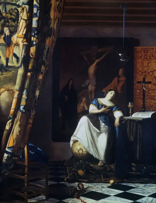 Framed Print : Allegory of the Faith, c1670. Artist: Jan Vermeer Framed Print : Allegory of the Faith, c1670. Artist: Jan Vermeer