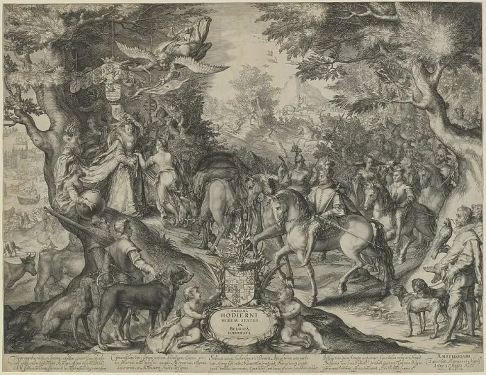 Framed Print : Allegory of Flourishing State of the United Provinces, 1602. Creator: Jan Saenredam Framed Print : Allegory of Flourishing State of the United Provinces, 1602. Creator: Jan Saenredam