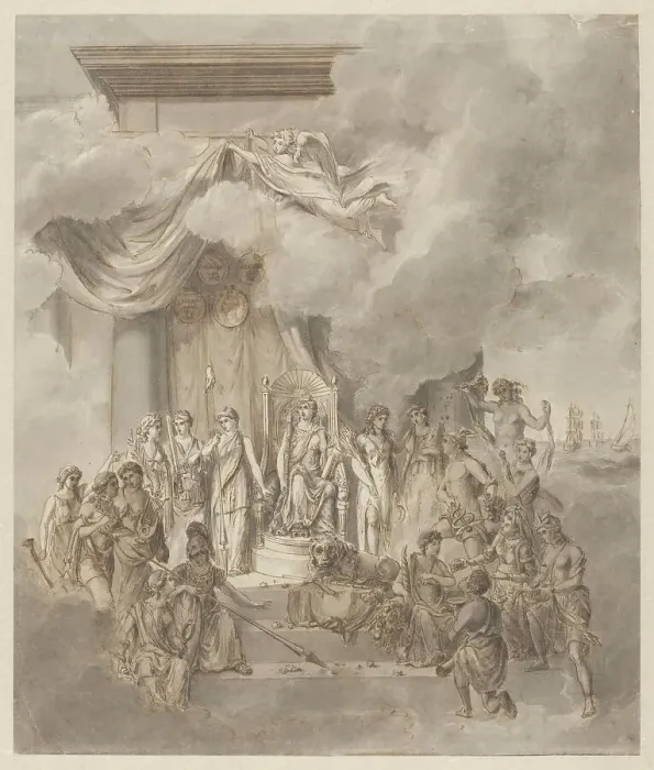 Framed Print : Allegory on the government of King William I, 1838, 1838. Creator: Anon Framed Print : Allegory on the government of King William I, 1838, 1838. Creator: Anon