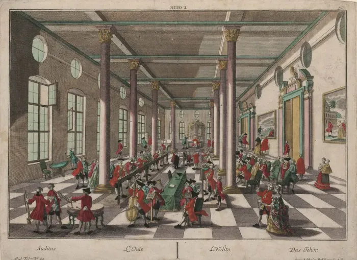 Framed Print : The Allegory of Hearing. Artist: Probst, Georg Balthasar (1732-1801) Framed Print : The Allegory of Hearing. Artist: Probst, Georg Balthasar (1732-1801)