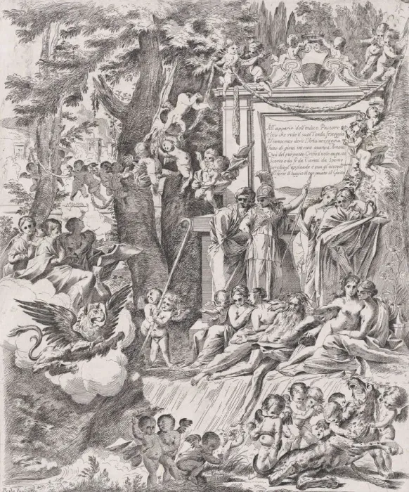 Framed Print : An allegory in honor of the arrival of Cardinal Franciotti as Bishop of Lucca, 1680-1700 Framed Print : An allegory in honor of the arrival of Cardinal Franciotti as Bishop of Lucca, 1680-1700