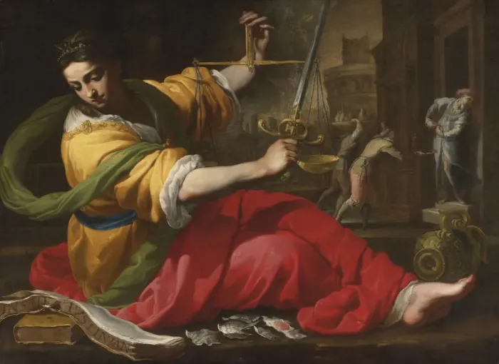 Framed Print : Allegory of Justice, 1656. Artist: Mei, Bernardino (1612-1676) Framed Print : Allegory of Justice, 1656. Artist: Mei, Bernardino (1612-1676)