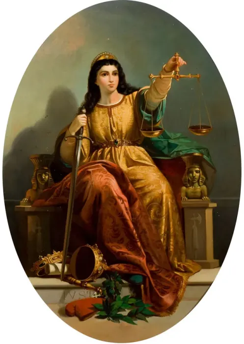 Framed Print : Allegory of Justice, c. 1870. Creator: Anonymous Framed Print : Allegory of Justice, c. 1870. Creator: Anonymous