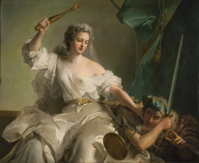 Framed Print : Allegory of Justice Combating Injustice. Artist: Nattier, Jean-Marc (1685-1766) Framed Print : Allegory of Justice Combating Injustice. Artist: Nattier, Jean-Marc (1685-1766)