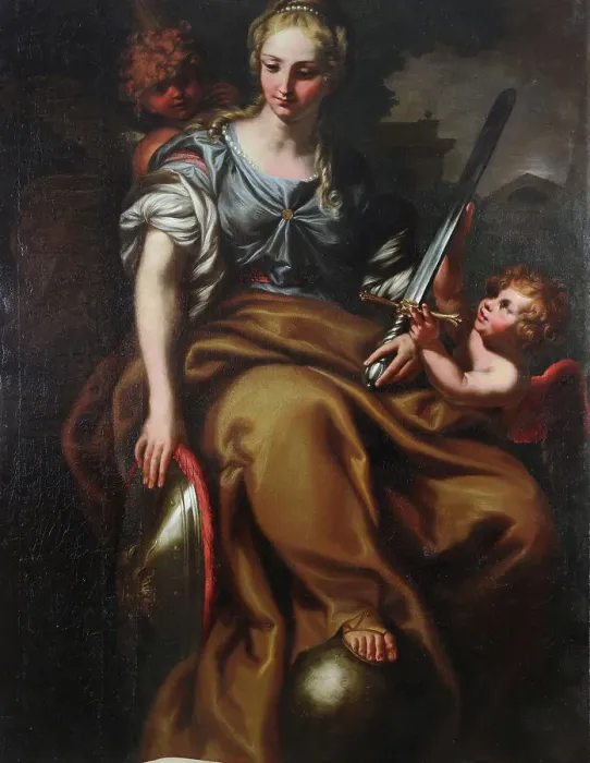 Framed Print : Allegory of justice and strength, Second half of the 17th century. Creator: Piola, Domenico (1627-1703) Framed Print : Allegory of justice and strength, Second half of the 17th century. Creator: Piola, Domenico (1627-1703)