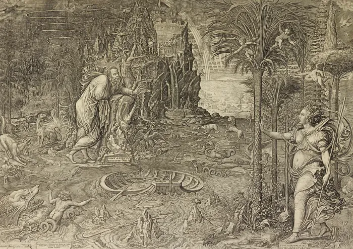 Framed Print : Allegory of Life (Dream of Raphael), 1561. Creator: Giorgio Ghisi Framed Print : Allegory of Life (Dream of Raphael), 1561. Creator: Giorgio Ghisi