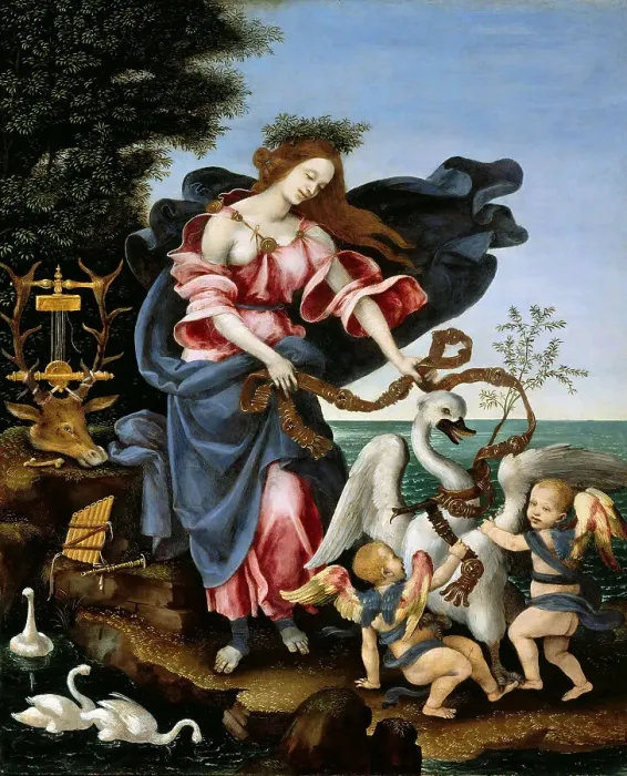 Framed Print : Allegory of Music (Muse Erato), c. 1500. Creator: Lippi, Filippino (1457-1504) Framed Print : Allegory of Music (Muse Erato), c. 1500. Creator: Lippi, Filippino (1457-1504)