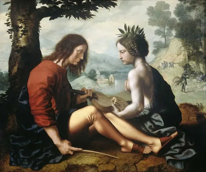 Framed Print : Allegory of Nature as the Mother of Art, 1540-1557. Creator: Jan Sanders van Hemessen Framed Print : Allegory of Nature as the Mother of Art, 1540-1557. Creator: Jan Sanders van Hemessen