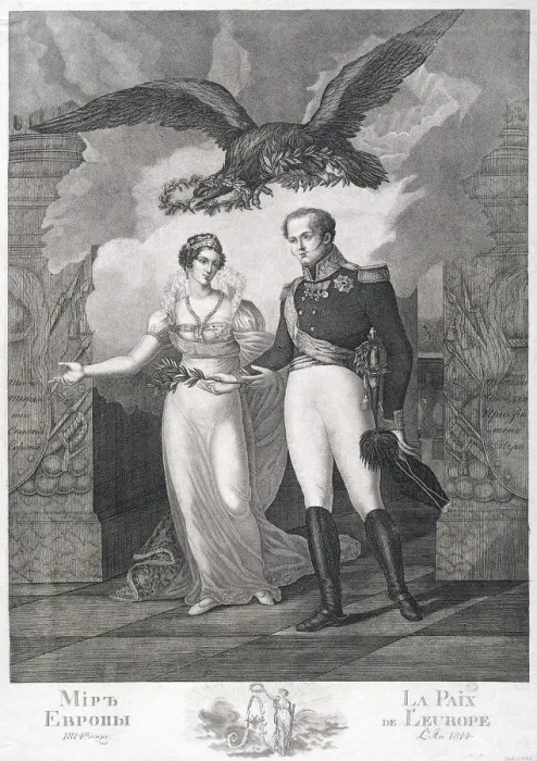 Framed Print : The Allegory of the Peace of Europe, 1814. Artist: Cardelli, Salvatore (active 1800s) Framed Print : The Allegory of the Peace of Europe, 1814. Artist: Cardelli, Salvatore (active 1800s)