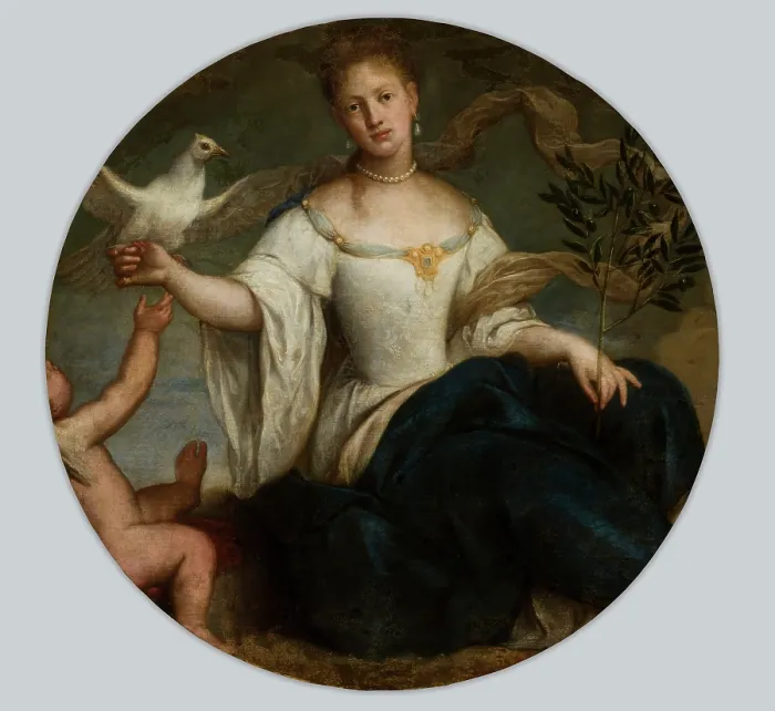 Framed Print : Allegory of Peace-Woman with a Pigeon, 18th century. Creator: Unknown Framed Print : Allegory of Peace-Woman with a Pigeon, 18th century. Creator: Unknown
