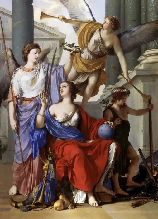 Framed Print : Allegory of the Regency of Anne of Austria. Artist: La Hyre, Laurent, de (1606-1656) Framed Print : Allegory of the Regency of Anne of Austria. Artist: La Hyre, Laurent, de (1606-1656)
